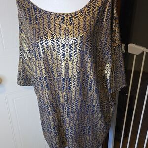 LuLaRoe Navy and Gold Top